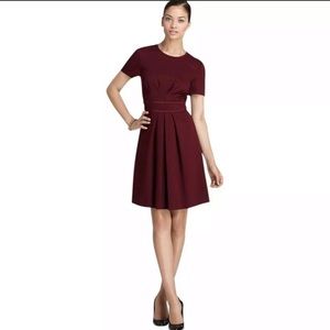 Trina Turk Maroon Pleated Tailored Flare Dress 12